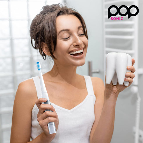 Pop Sonic USB Charge Anywhere Toothbrush (Silver) | Rechargeable with Up to 40,000 Strokes/Minute - DuPont Nylon