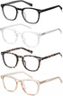 EYECEDAR 4-Pack Reading Glasses - Square Style Blue Light Readers for Women, Metal Spring Hinges, 2.00