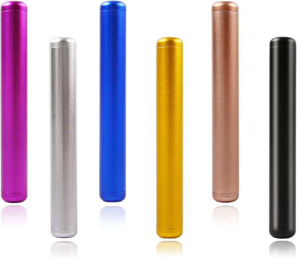 6Pack Aluminum Alloy Container, 4.33 x 0.55 x 0.55 Inches Metal Waterproof Storage, Pocket Holder Case for Traveling