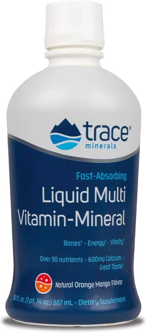 Trace Minerals | Liquid Multi Vitamin-Mineral | B Vitamins, Antioxidants, Daily Energy Support | Natural Orange Mango