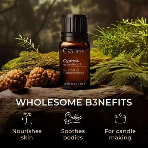 Gya Labs Cypress Essential Oil for Diffuser, 0.34 Fl Oz, 100% Pure Natural for Candle Making Scent & Aromatherapy