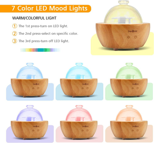 HiiTii 200 ml Wood Base Ultrasonic Essential Oil Diffuser Air Humidifier, Glass Oil Diffuser for Home Office Hotel