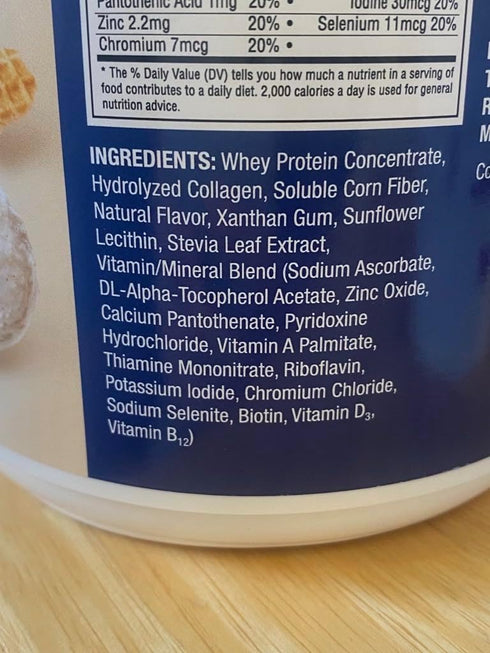 Pure Protein All-in-One Powder, Vanilla - Whey & Collagen, High Fiber, Non-GMO, Gluten-Free, 1.25lb