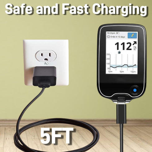 Fast Charger Charging Cable Cord - Compatible with Freestyle Libre Reader, Dexcom Receiver, Various Models