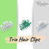 Parcelona French Classic Very Small Claw Clips Set of 3 for Girls Hair Accessories (Clear-White-Shadow Green)