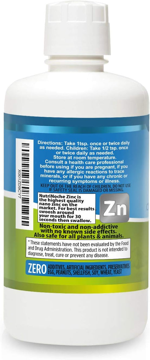NutriNoche Pure Crystalline Liquid Zinc Supplement - 30 PPM Colloidal Minerals