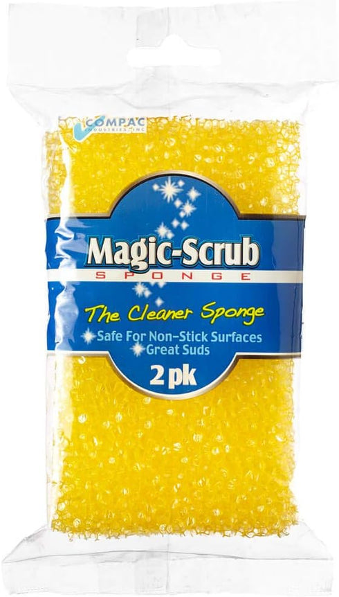 COMPAC HOME Magic Scrub Light Duty Non-Scratch Scrubbing Pads for Dishes, Pots, and Pans, 2 Count