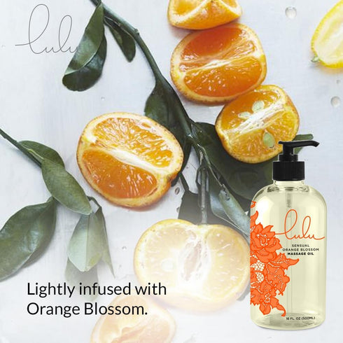 Lulu Orange Blossom Massage Oil with Jojoba and Essential Oils, 16 Ounce for Massaging