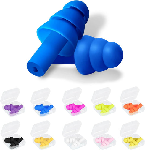 Ear Plugs for Sleeping - Reusable Silicone Noise Cancelling Earplugs, Waterproof Sound Blocking for Concerts, 50 Pair