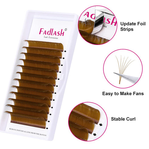 Volume Eyelash Extensions 0.07 C Curl, Faux Mink Self Blooming Colored Lash Extensions, 8-14mm (Blond 0.07-C)