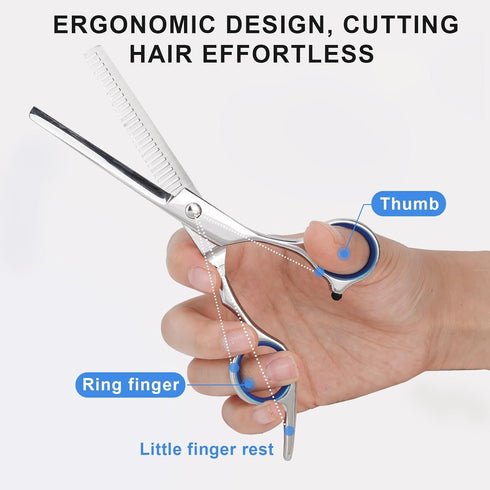 Hair Cutting Scissors and Thinning Shears - 6.5in Professional Stainless Steel Barber Scissors for Men, Women, Kids