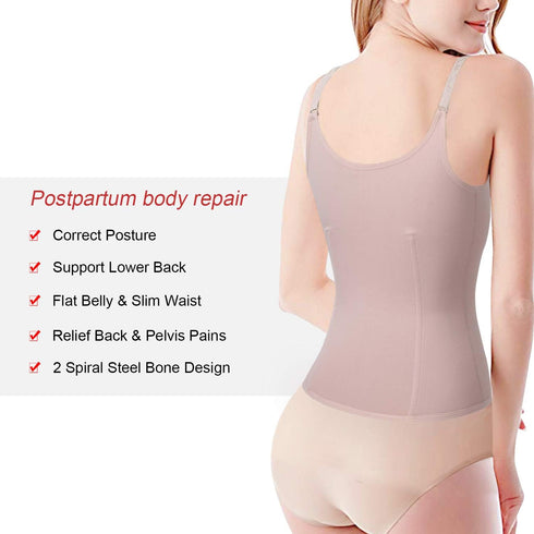 URSEXYLY Maternity Support Belt - Postpartum Waist Trainer Shapewear Recovery Waist Cincher, Beige