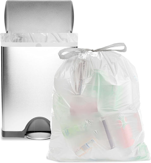 Ultrasac 8-12 Gallon White Drawstring Trash Bags, 1.14 MIL, 21.5" x 30", Pack of 75