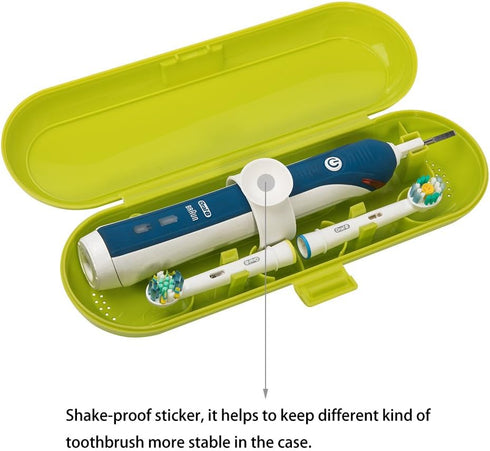 Plastic Electric Toothbrush Travel Case for Oral-B Pro Series, 2 Packs (Blue & Green)
