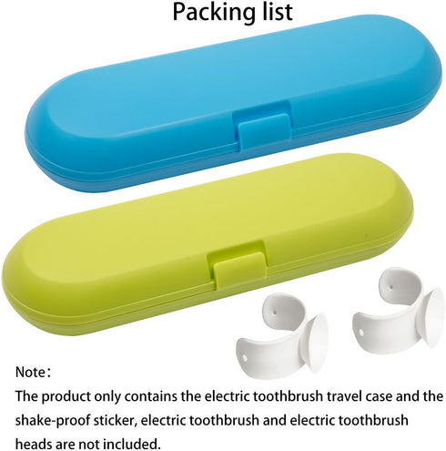 Plastic Electric Toothbrush Travel Case for Oral-B Pro Series, 2 Packs (Blue & Green)