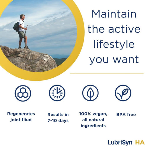 Lubrisyn HA with MSM, Vegan Joint Relief Supplement, 30 Day Supply of Liquid Hyaluronic Acid for Joints