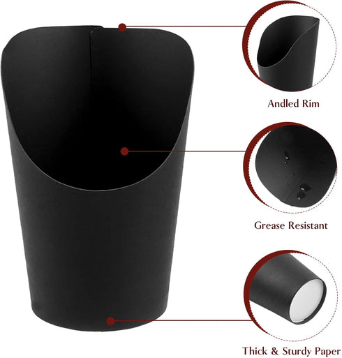 Ocmoiy 14 oz (50 200 50 Charcuterie Cups with Sticks and Bags, Black Disposable Kraft Paper Appetizer Cups, Individual