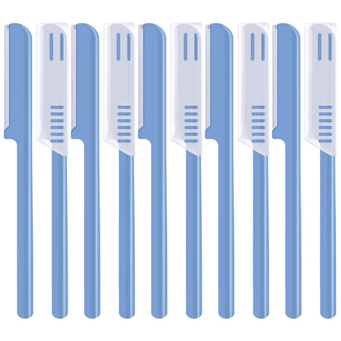 Women's Facial Razor Eyebrow Shaver, Brow Shaper Trimmer Dermaplaner Tool with Cover, Blue