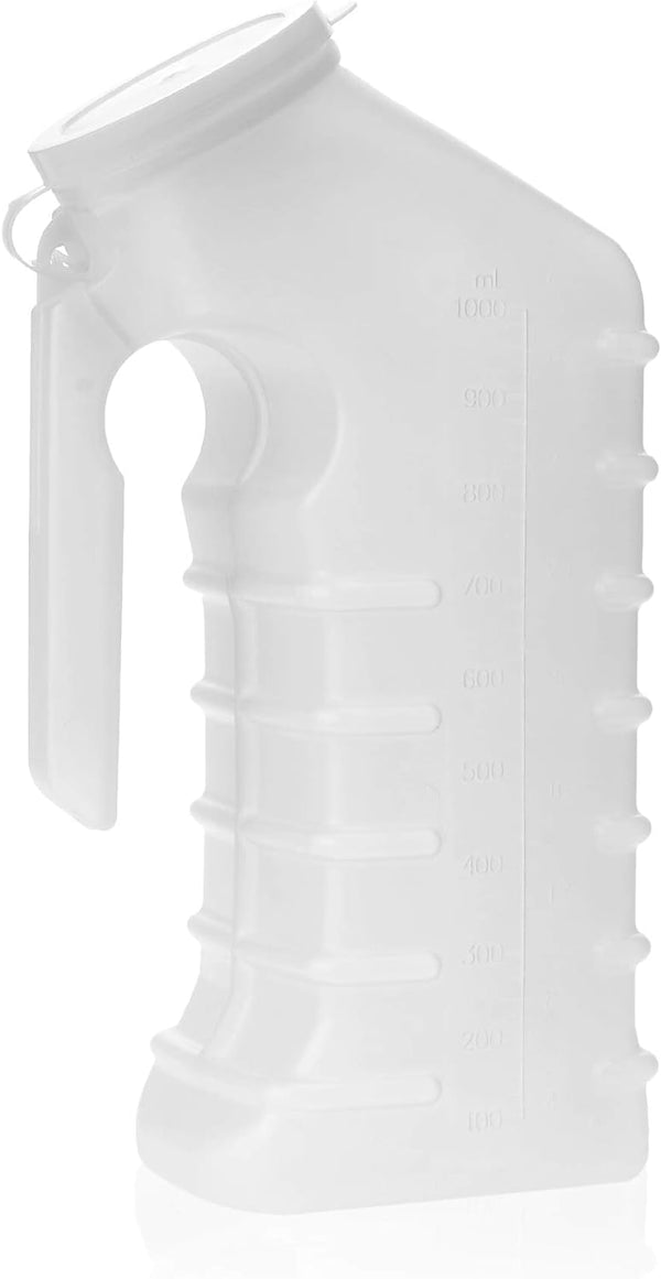 Dealmed Male Urinal with Attached Cover, Portable Urinals for Men with Translucent Receptacle