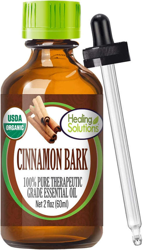 Healing Solutions 2oz (60ml) Organic Cinnamon Bark Essential Oil – Pure, Undiluted for Hair Diffuser