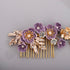 Rhinestone Flower Hair Pieces, Bridal Purple Flower Hairpins Hair Comb Set for Bride and Bridesmaid (4pcs)