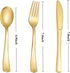 N9R 200pcs Gold Plastic Silverware - Disposable Gold Plastic Silverware Cutlery Set, 100 Gold Forks, 50 Gold Spoons, 50 Gold Knives for Party, Birthday, Wedding by N9R