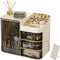 Transparently Black Cosmetics Display Case with Mirror, Large Capacity Makeup Storage Box with Drawers
