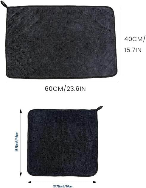 HYCIM 1300gsm (2Pcs-Double Pile(23.62 15.75in)) Shiny Microfiber Wipes Bath Shower Cleaning Cloths, Super Absorbent