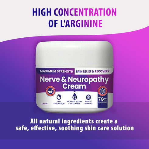 Nerve and Neuropathy Cream: Plant Powered Relief for Foot, Hands, Legs, Toes with L’Arginine, Vitamin B6, Aloe, 2.82oz