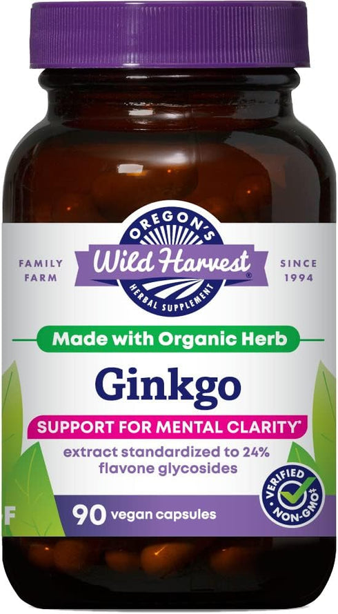 Oregon's Wild Harvest Non-GMO Ginkgo Certified Organic Capsules - 90 Count