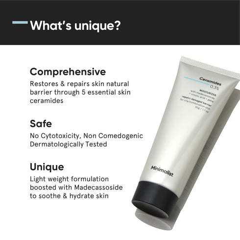 Minimalist 0.3% Ceramide Madecassoside Face Moisturizing Gel Cream for Oily to Combination Skin, 1.7 Oz