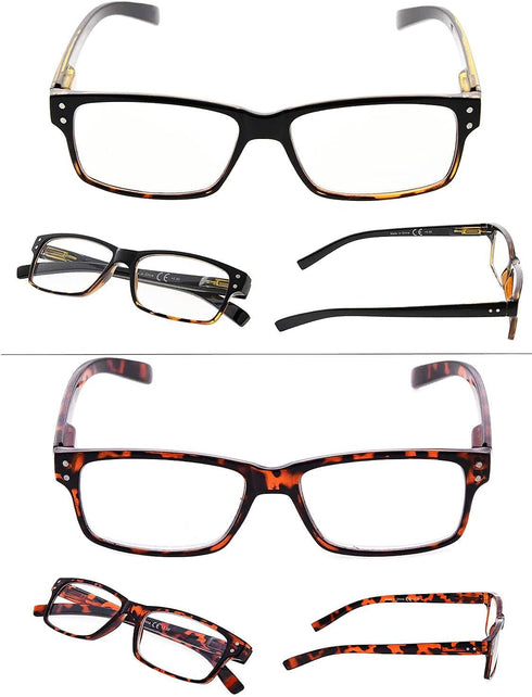 LUR READING GLASSES 5 Pack, Comfort Plastic Readers with Spring Hinge