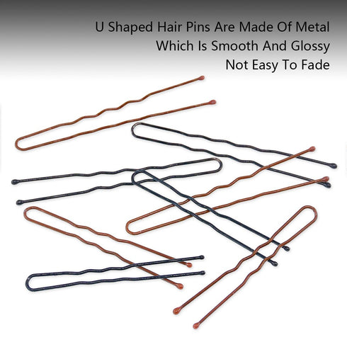 Swpeet 220Pcs U Shaped Hair Pins Kit (5cm 6cm; Professional U Shape Hair Pins for Women Girls and Hairdressing Salon;