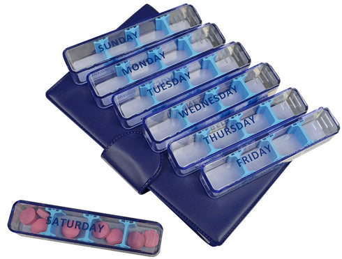 Pillbox e-Pill Compact Travel Pill Organizer, and Medicine Pill Box - Worlds First Adjustable