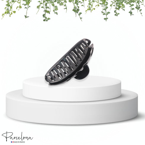 Parcelona Large Black Covered Spring Celluloid Jaw Hair Claw Clip, 4 Inch, Rain Drop Design