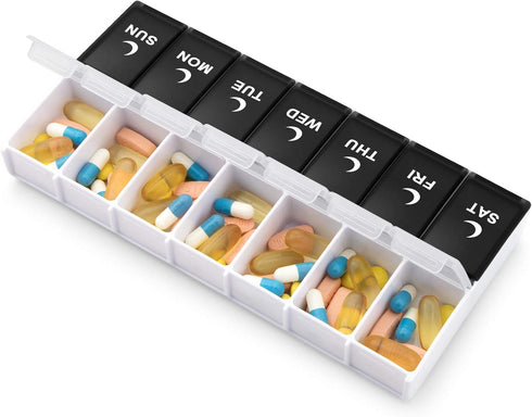 DANYING Large Pill Organizer 2 Times a Day, Weekly Box Per AM PM Case, Day Night Container for 7 Vitamins