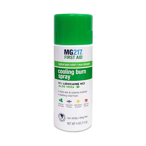 MG217 Maximum Strength Cooling Burn Spray, 4 oz, with Lidocaine and Aloe Vera for Pain Relief