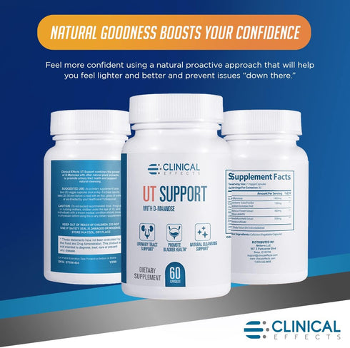 Clinical Effects UT Support - 60 D Mannose Capsules for Natural Cleanse and Urinary Tract Health Support