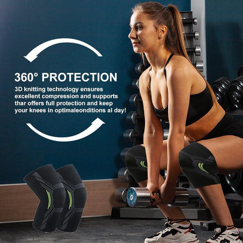 2 Pack Compression Knee Brace for Men & Women, Knee Support for Running, Pain Relief, Workout, Black XX-Large