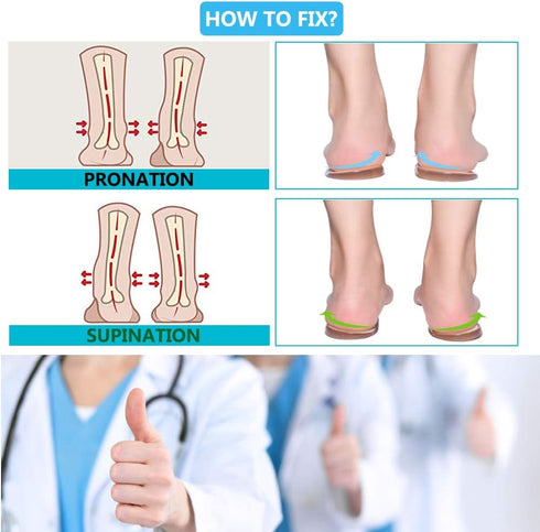 Medial & Lateral Heel Wedge Silicone Insoles, Supination & Pronation Corrective Gel Adhesive Shoe Inserts for Foot