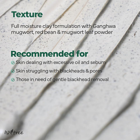 IsNtree Mugwort Calming Clay Mask 100ml, Korean Skincare for Deep Pore Cleansing & Sebum Control