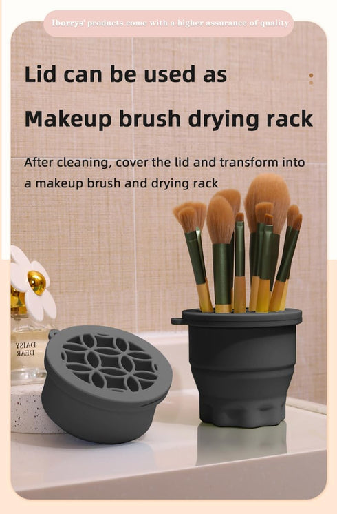 Makeup Brush Silicone Cleaning Cup, Portable Foldable Silicone Makeup Brush Holder, 2-in-1 Design for Cleaning and