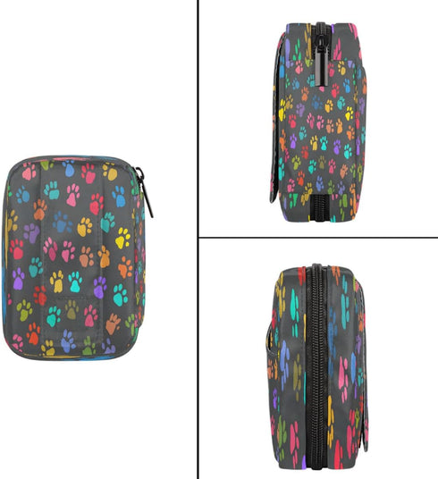 Skerhhux 7 Colorful Paw Art Pill Case Travel Pill Organizer Weekly Day Portable with Zipper Medicine Box Pill Case