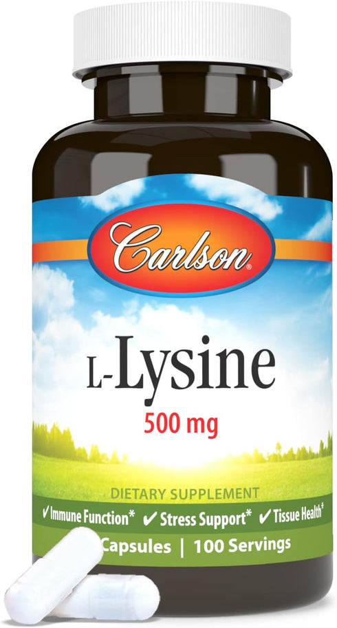 Carlson Labs L-Lysine, 500mg, 100 Capsules