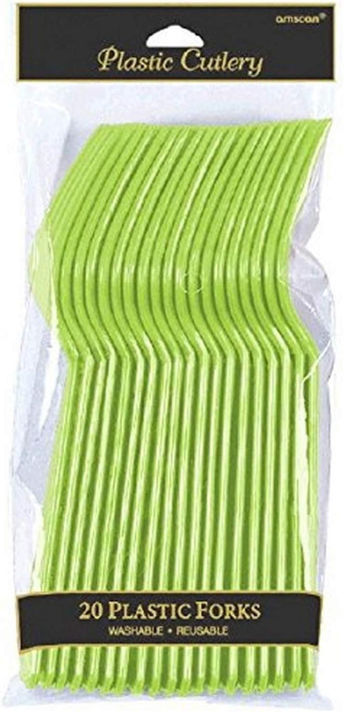 Kiwi Green Plastic Fork, Pack of 20 - Eco-Friendly, Durable & Eye-catching for Parties & Events