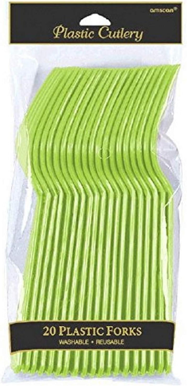 Kiwi Green Plastic Fork, Pack of 20 - Eco-Friendly, Durable & Eye-catching for Parties & Events