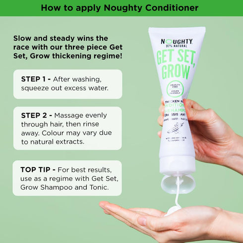 Noughty 97% Natural Get Set Grow Hair Thickening Conditioner, 250ml, Stimulate Roots and Promote Hair Growth