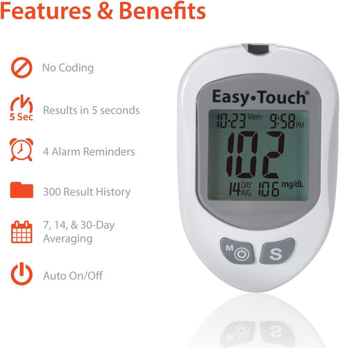 EasyTouch Glucose Monitoring System - 1 Meter with 10 Twist Lancets and 1 Lancing Device