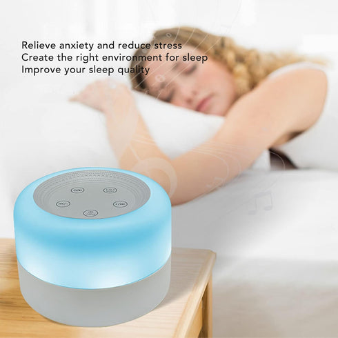 Vomeko 7 2000mAh White Noise Machine for Sleep,USB Rechargeable Sound Machine with Color LED Battery, Portable Noise