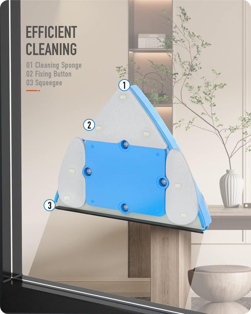 Baffect Adjustable Magnetic Window Cleaner Refill - 10 Sets Replacement Pads and Blades for Triangle Sponge